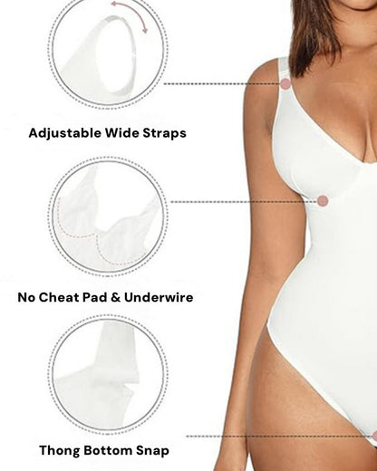 Compression Deep V Tummy Control Seamless Shapewear Bodysuit