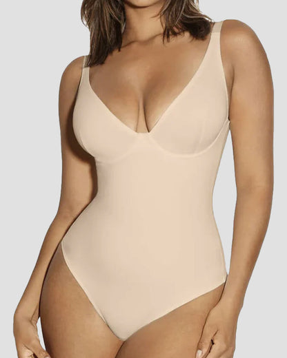 Compression Deep V Tummy Control Seamless Shapewear Bodysuit