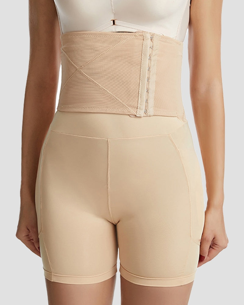 8 Breasted Hooks High Compression Tummy Control Butt Lifting Shaping Shorts