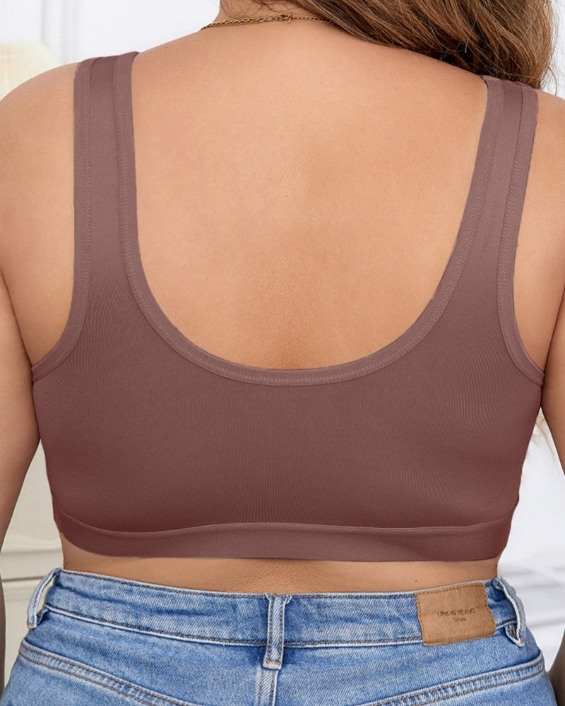 Large Size Comfortable Seamless Wireless Front Buckle Adjustable Bra