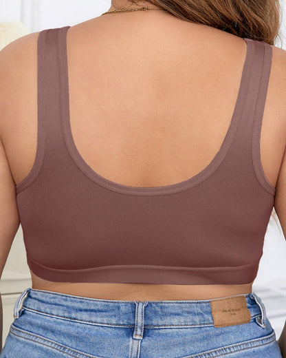 Large Size Comfortable Seamless Wireless Front Buckle Adjustable Bra