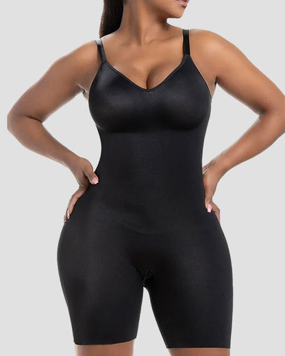Seamless Tummy Control Mid Shapewear Bodysuit With Built In Bra