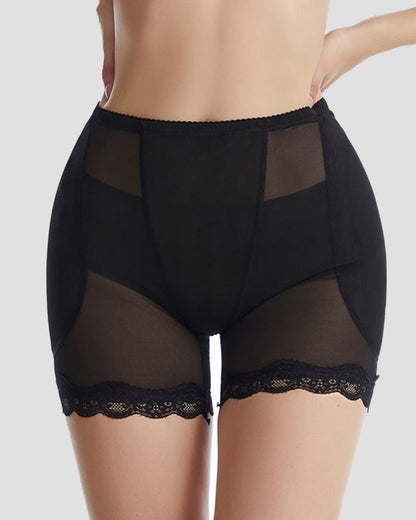 High Waisted Butt Lifting Mesh Shaping Shorts With Sponge Pad
