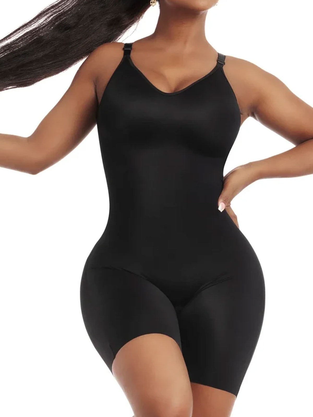Seamless Tummy Control Mid Shapewear Bodysuit With Built In Bra