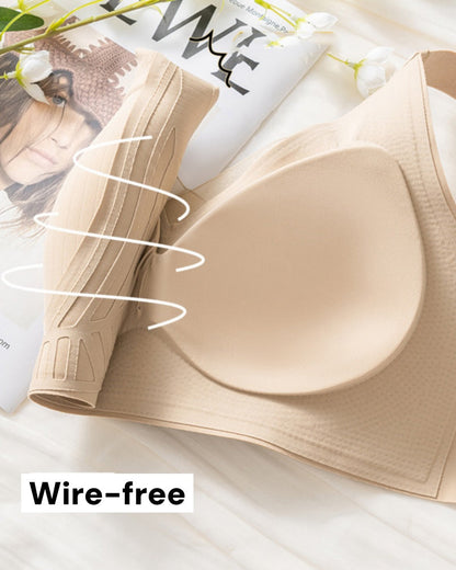 Women's Seamless Mesh Patchwork Anti Exposure Bra With Wide Strap