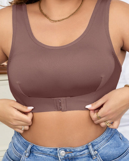 Large Size Comfortable Seamless Wireless Front Buckle Adjustable Bra