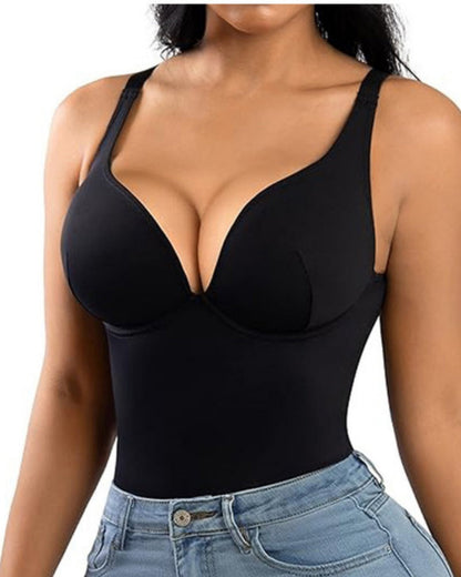 Compression Deep V Tummy Control Seamless Shapewear Bodysuit