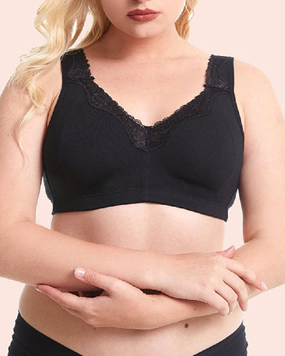 Women's Soft Cotton Lace Wireless Plus Size Bras Full Coverage Non Padded Bra