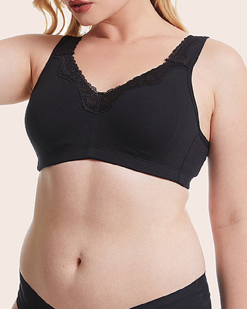 Women's Soft Cotton Lace Wireless Plus Size Bras Full Coverage Non Padded Bra