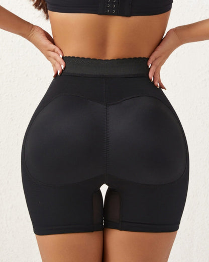 High Waist Hook And Eye Hip Lift Shaping Shorts With Sponge Pad