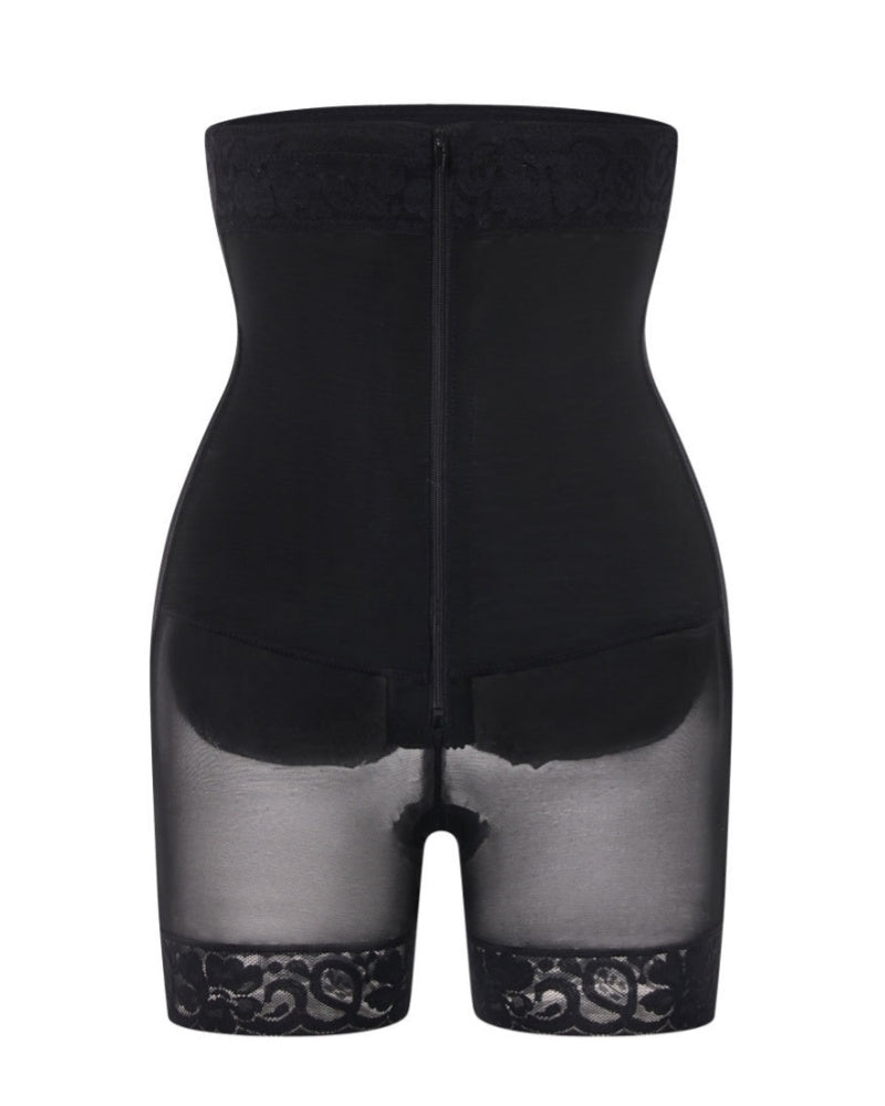High Waist Hook And Eye Tummy Control Shaping Shorts With Concealed Zipper