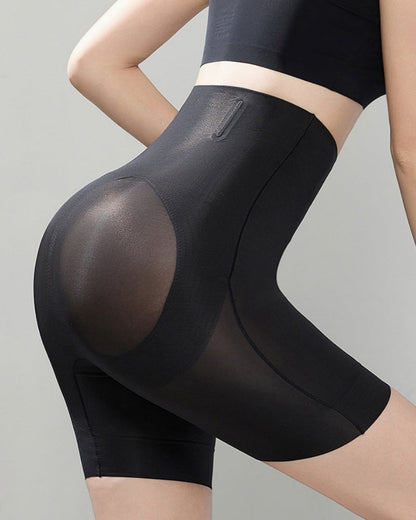 High Elastic Hip Lifting Mesh Patchwork Seamless Shaping Shorts