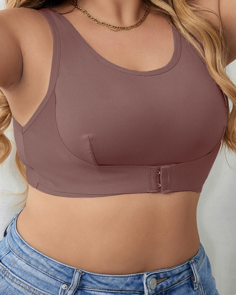 Large Size Comfortable Seamless Wireless Front Buckle Adjustable Bra