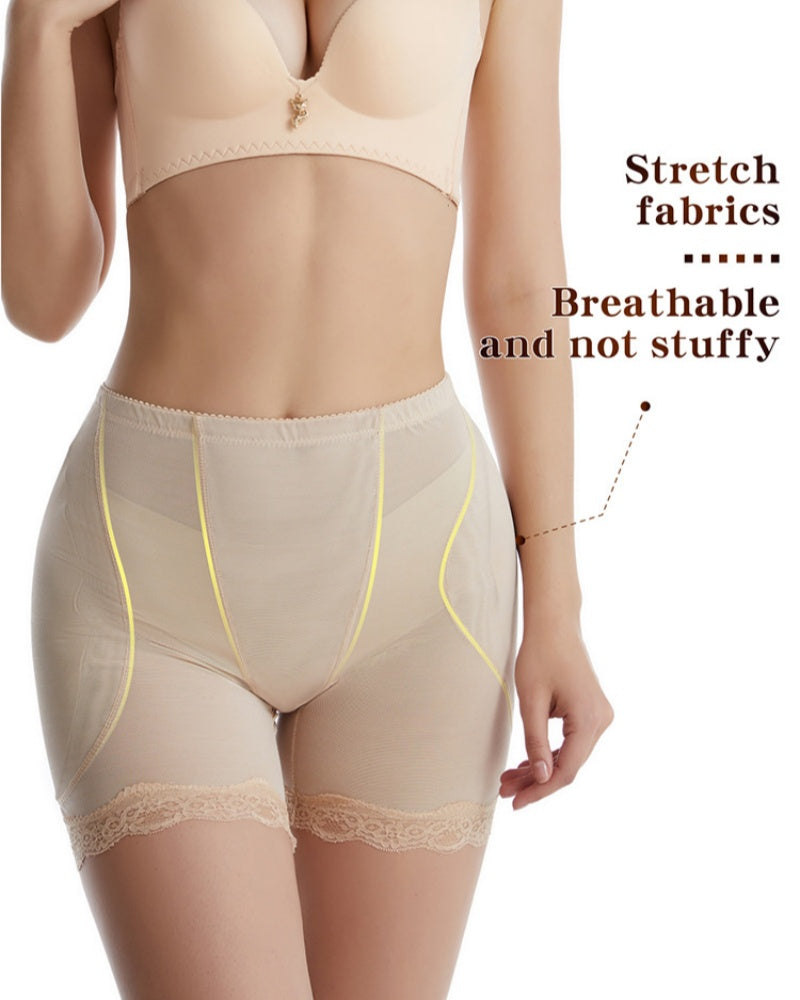 High Waisted Butt Lifting Mesh Shaping Shorts With Sponge Pad