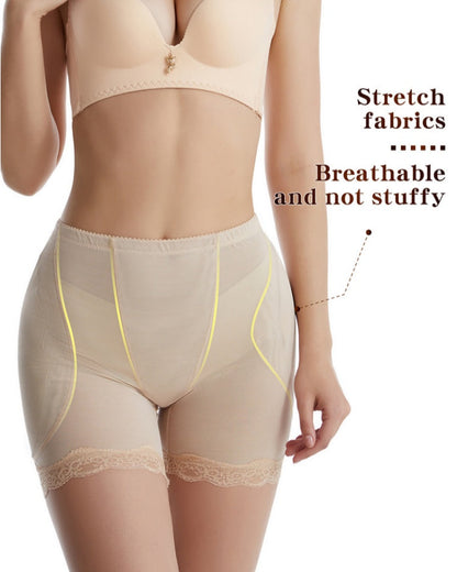 High Waisted Butt Lifting Mesh Shaping Shorts With Sponge Pad