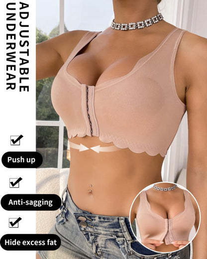 Seamless Push up Wire Free Portable Front Closure Shaping Bra