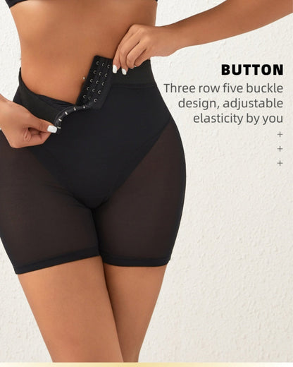 High Waist Hook And Eye Hip Lift Shaping Shorts With Sponge Pad
