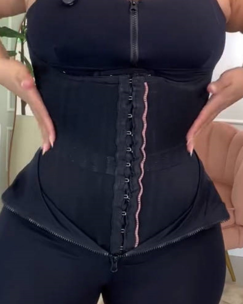 Fajas Colombianas Hook And Eye Tummy Tuck Waist Trainer With Steel Bones (Pre-Sale)